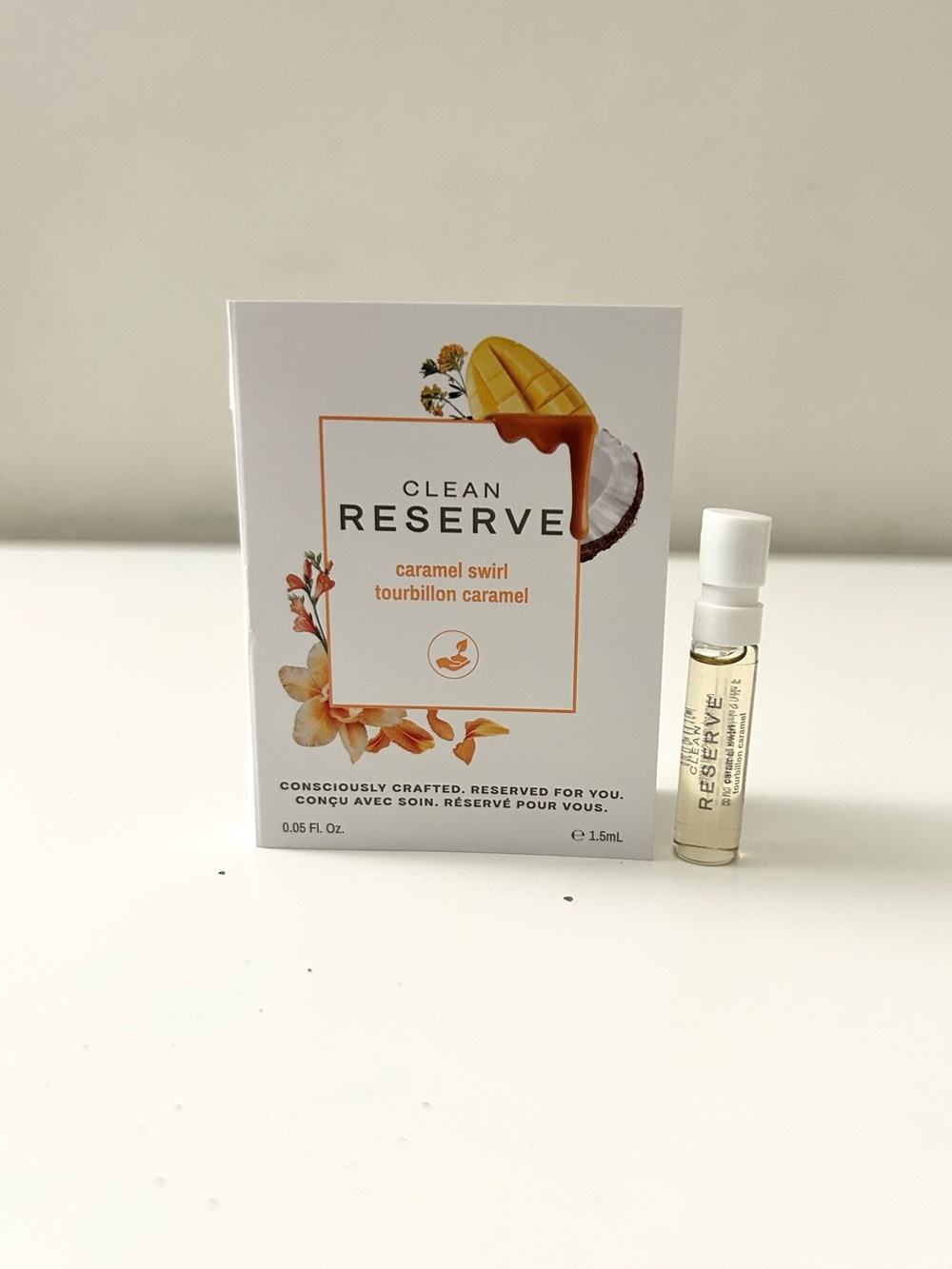 πΈCLEAN RESERVE Caramel Swirl with Mango EDP Vial Spray Sample 1.5 mL